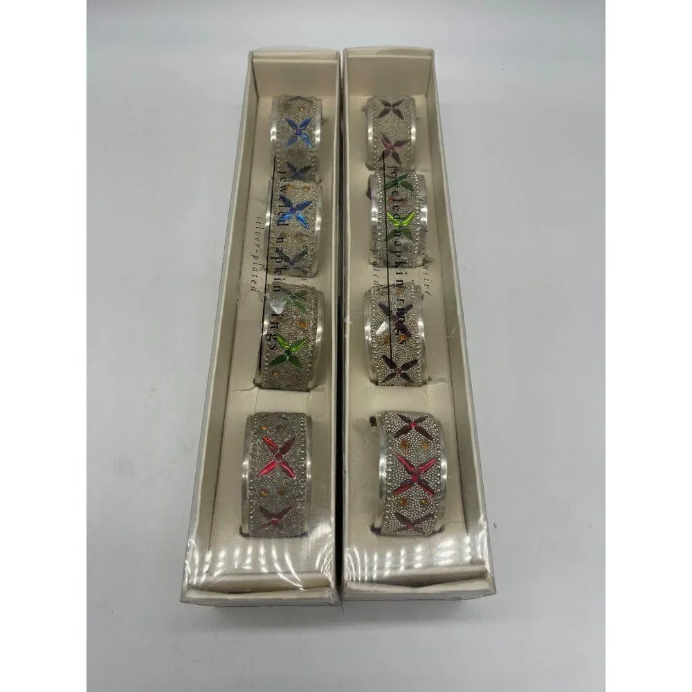 Piet A1 Exclusive Vintage Jeweled Napkin Plated Napkin Rings NEW